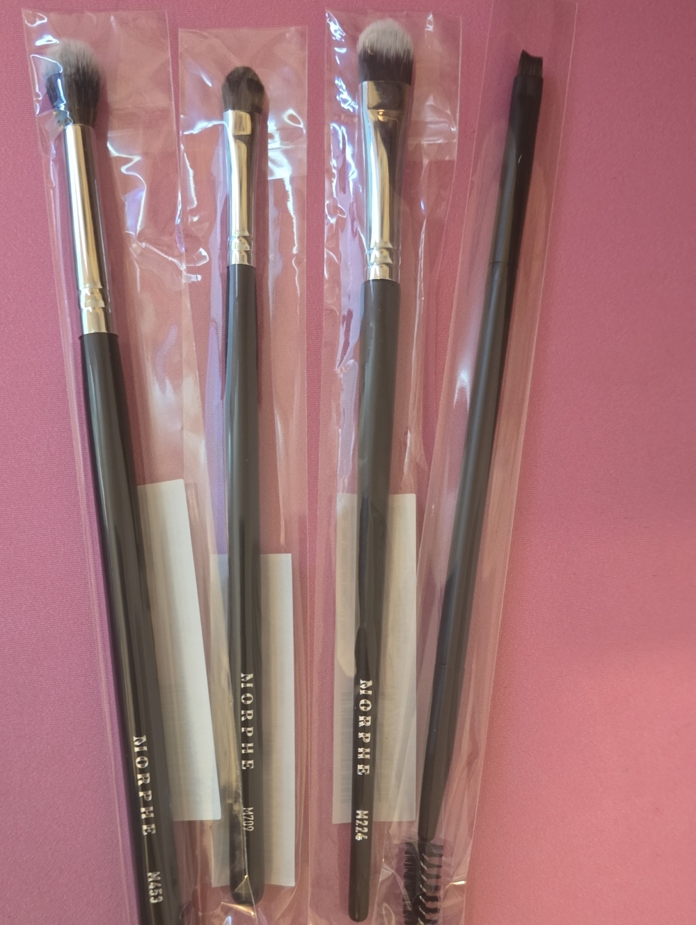 4 Morphe Brushes with Black Handles and Silver Ferrules